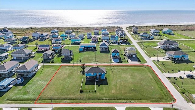 117 S Verdia Dr, Crystal Beach, TX 77650 - aerial view of residential area with property boundaries highlighted and expansive beach