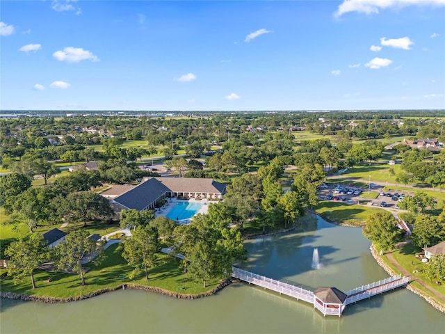 739 Apple Blossom Dr, Pearland, TX 77584 - drone / aerial view of a large body of water and a tree filled landscape