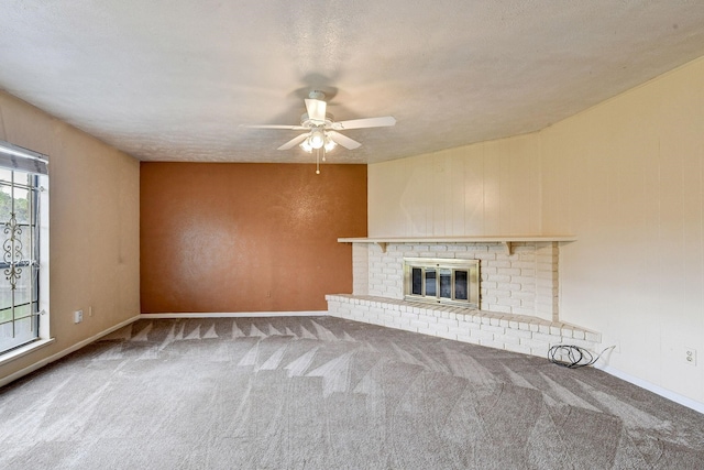 4919 Prairie Ridge Rd, Houston, TX 77053 - unfurnished living room with carpet floors, a ceiling fan, and baseboards