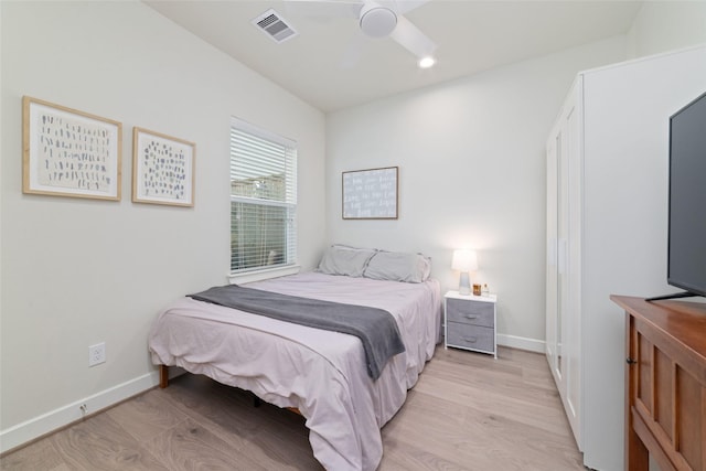 6307 Chelsea Falls Ln, Houston, TX 77008 - bedroom featuring light wood-style flooring, baseboards, recessed lighting, and ceiling fan