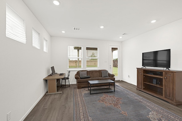 21746 Heather Elm Dr, Cypress, TX 77433 - living area featuring wood finished floors, recessed lighting, and baseboards