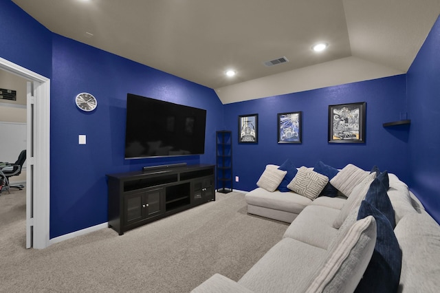 5015 Gold Lantana Trl, Spring, TX 77389 - carpeted living area with lofted ceiling, baseboards, and recessed lighting