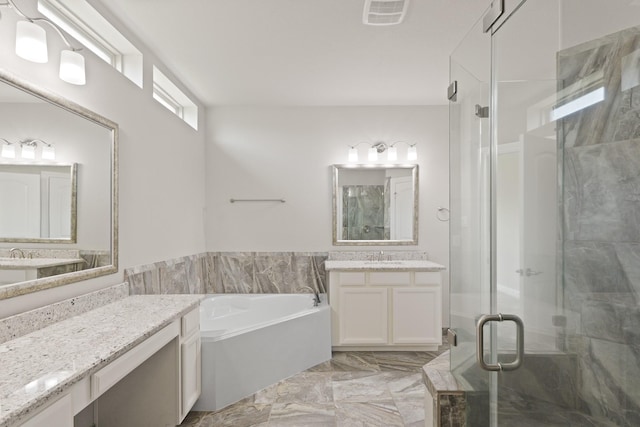 2131 Cranbrook Ridge Ln, Sugar Land, TX 77479 - full bathroom with a stall shower, a bath, and two vanities