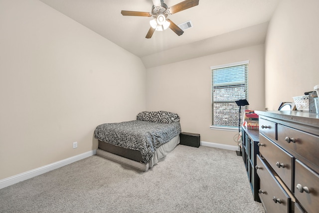 18610 Fairmont Springs Ct, Cypress, TX 77429 - bedroom with baseboards, light carpet, a ceiling fan, and lofted ceiling