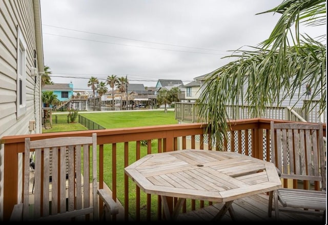 4126 Fort Bend Dr, Galveston, TX 77554 - deck featuring a lawn and a residential view