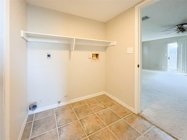 6619 Stonechase, Houston, TX 77084 - laundry room with washer hookup, gas dryer hookup, electric dryer hookup, tile patterned flooring, and baseboards