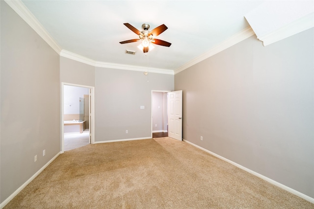 8907 Opus Ct, Houston, TX 77040 - unfurnished bedroom with ornamental molding, carpet, baseboards, and a ceiling fan