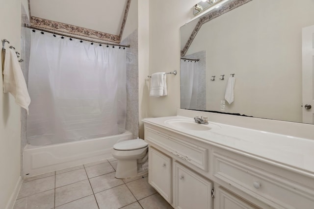 13406 Nottoway Cir, Cypress, TX 77429 - bathroom with vanity, shower / bath combo, toilet, and tile patterned floors