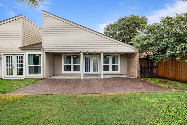 4322 Shady Springs Dr, Pasadena, TX 77586 - back of house featuring french doors, ceiling fan, and a patio