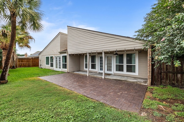 4322 Shady Springs Dr, Pasadena, TX 77586 - rear view of property with french doors, a ceiling fan, and a patio area
