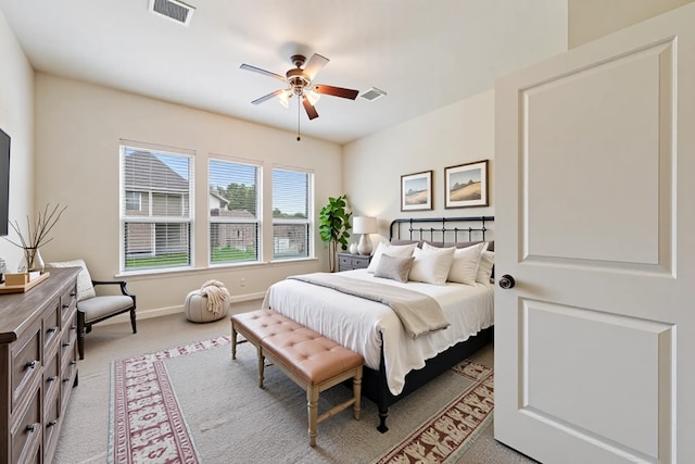 3635 Sunlight Hill Ln, Spring, TX 77386 - bedroom featuring light colored carpet, baseboards, and ceiling fan