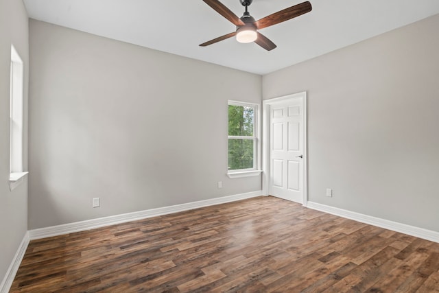 15608 Navajo Trl, Willis, TX 77378 - unfurnished room featuring a ceiling fan, wood finished floors, and baseboards