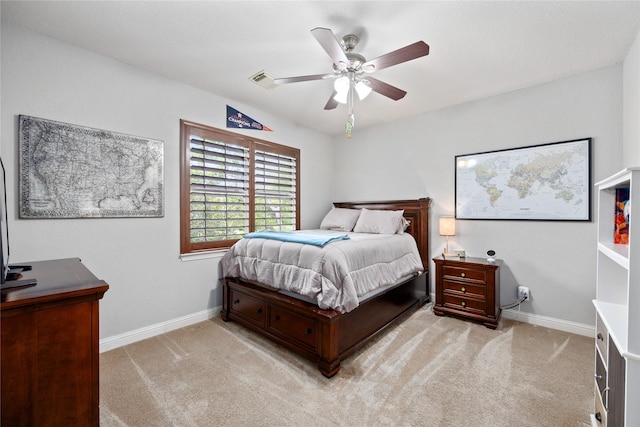 11 Bees Creek Ct, Missouri City, TX 77459 - bedroom featuring light carpet, baseboards, and a ceiling fan