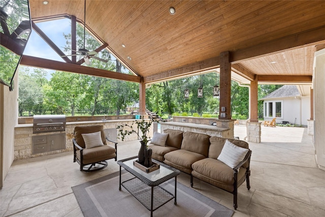 11 Bees Creek Ct, Missouri City, TX 77459 - view of patio / terrace featuring a ceiling fan and outdoor lounge area