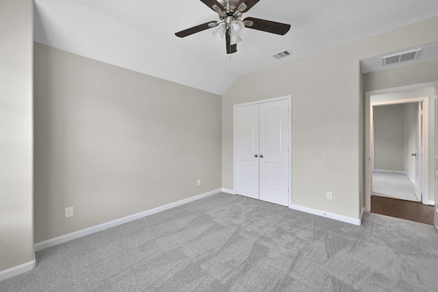 30507 Woodson Trace Dr, Spring, TX 77386 - unfurnished bedroom with carpet flooring, baseboards, a closet, a ceiling fan, and vaulted ceiling