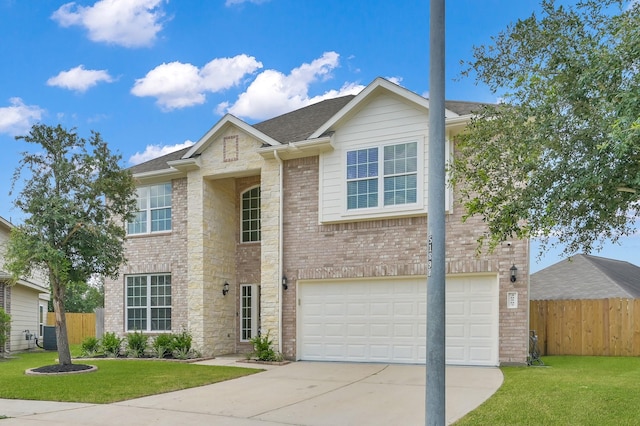 30507 Woodson Trace Dr, Spring, TX 77386 - traditional-style house featuring an attached garage, concrete driveway, brick siding, and roof with shingles