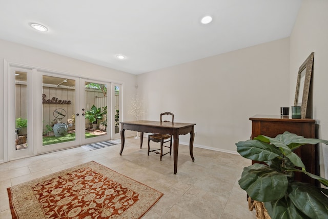 5859 Doliver Dr Unit 14, Houston, TX 77057 - home office with french doors, baseboards, and recessed lighting