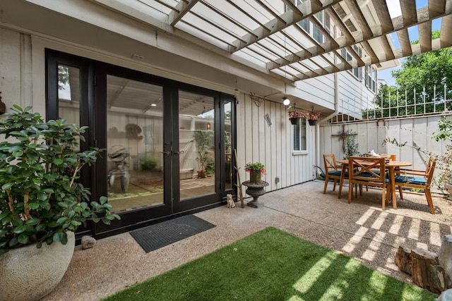 5859 Doliver Dr Unit 14, Houston, TX 77057 - view of patio with a pergola, french doors, and outdoor dining area