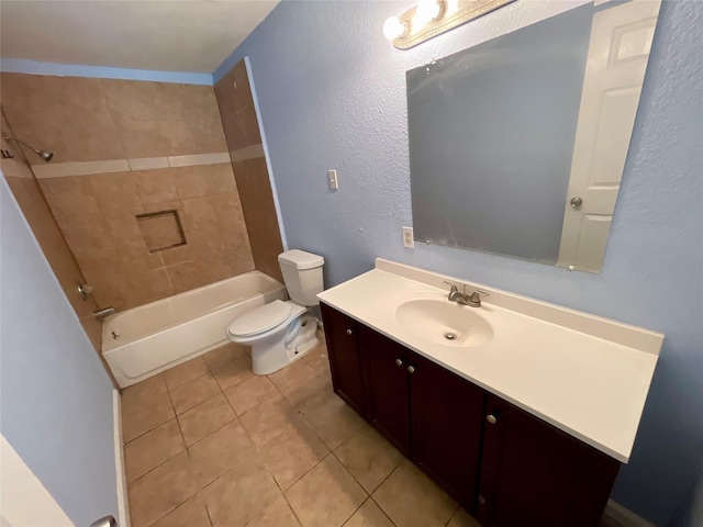3707 Rosemont St, Houston, TX 77051 - full bath featuring tile patterned floors, toilet, vanity, shower / washtub combination, and a textured wall