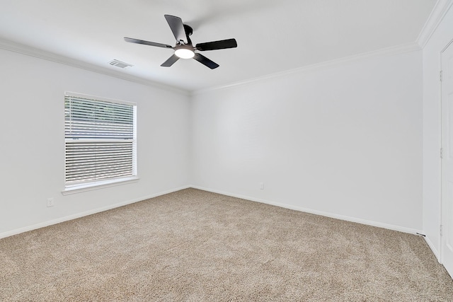 2918 Linda Dr, Pearland, TX 77584 - carpeted empty room featuring ornamental molding, ceiling fan, and baseboards