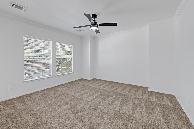 2918 Linda Dr, Pearland, TX 77584 - carpeted spare room with crown molding, ceiling fan, and baseboards