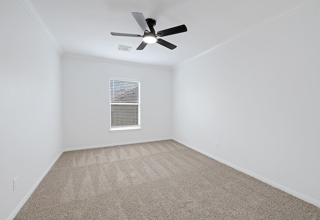 2918 Linda Dr, Pearland, TX 77584 - spare room featuring ornamental molding, light carpet, a ceiling fan, and baseboards