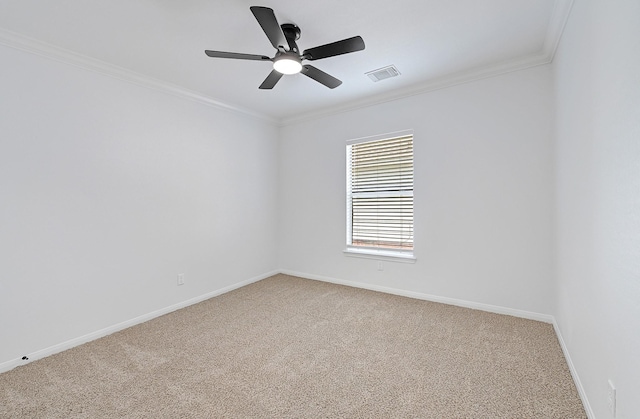 2918 Linda Dr, Pearland, TX 77584 - empty room with light carpet, ornamental molding, baseboards, and ceiling fan