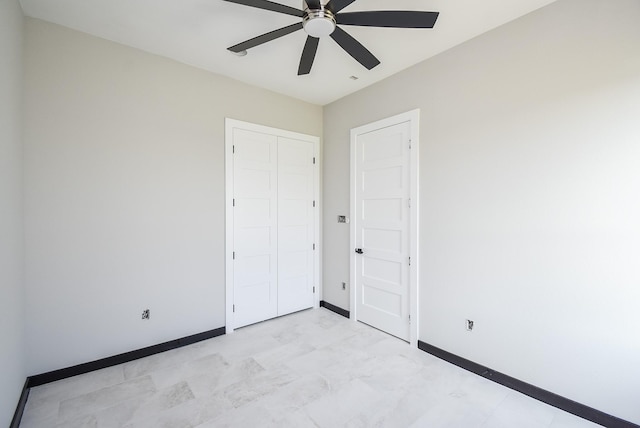 208 Silverleaf Rd, Sweeny, TX 77480 - unfurnished bedroom with baseboards, a closet, and ceiling fan