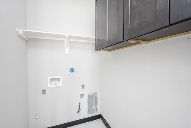 208 Silverleaf Rd, Sweeny, TX 77480 - washroom featuring gas dryer hookup, washer hookup, cabinet space, hookup for an electric dryer, and baseboards