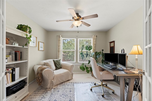7818 Palm Brook Ct, Houston, TX 77095 - office space featuring a ceiling fan, carpet flooring, and baseboards