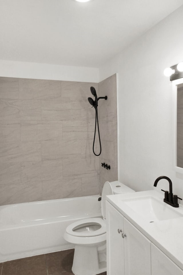 1101 2nd Ave N, Texas City, TX 77590 - bathroom featuring vanity, toilet, tile patterned floors, and shower / tub combination