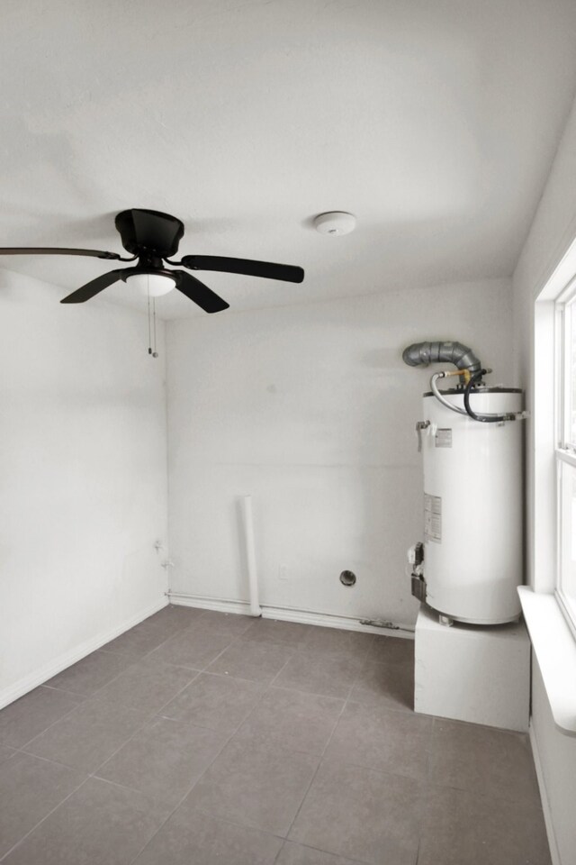 1101 2nd Ave N, Texas City, TX 77590 - tiled empty room with gas water heater and ceiling fan