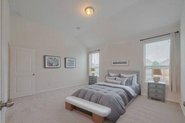 9715 Deborah Colony Ln, Humble, TX 77396 - bedroom featuring lofted ceiling, carpet flooring, and baseboards