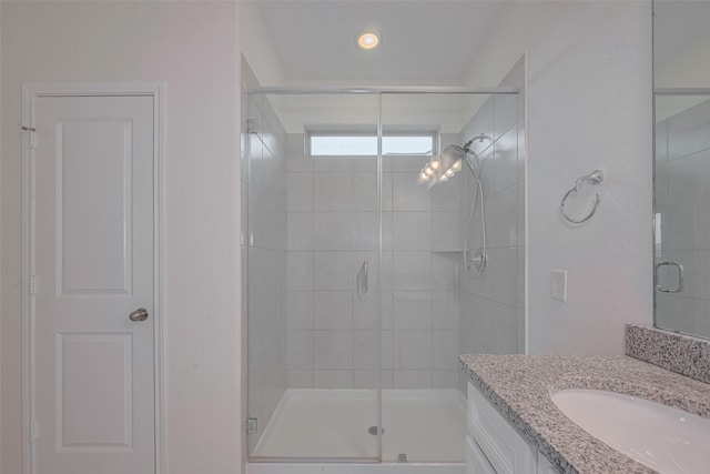 9715 Deborah Colony Ln, Humble, TX 77396 - bathroom featuring vanity and a stall shower
