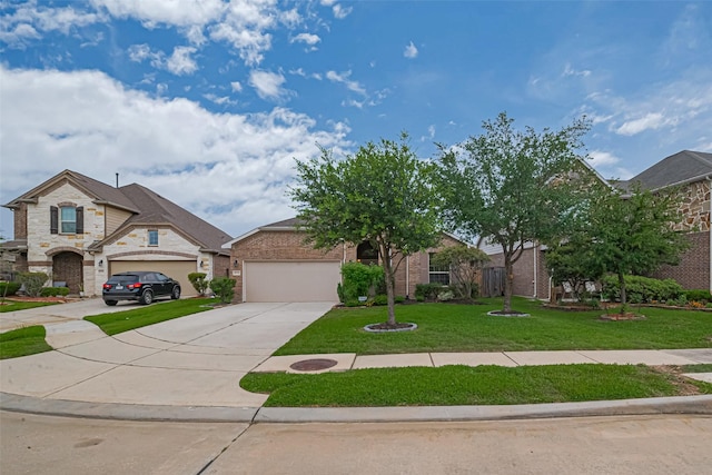 9715 Deborah Colony Ln, Humble, TX 77396 - view of front facade featuring a front yard, an attached garage, driveway, and brick siding