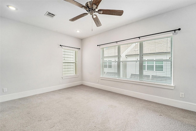 1266 N Post Oak Rd Unit B, Houston, TX 77055 - empty room featuring carpet flooring, a ceiling fan, and recessed lighting