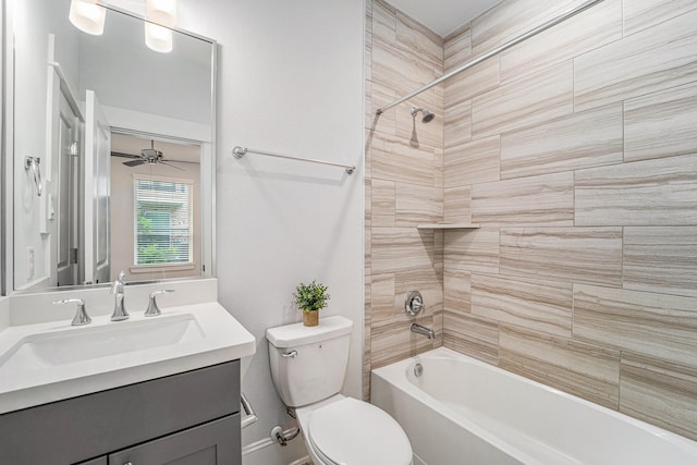 1266 N Post Oak Rd Unit B, Houston, TX 77055 - full bath featuring vanity, shower / washtub combination, and ceiling fan