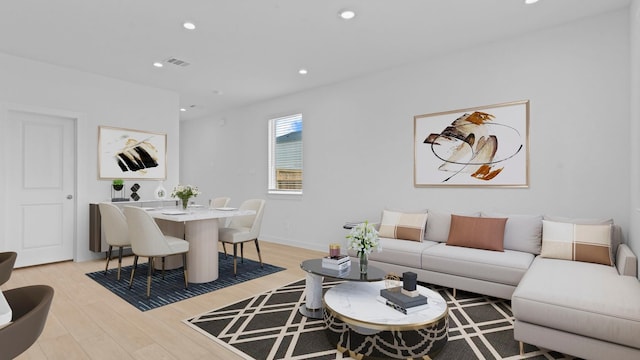 1823 Revolution Way, Missouri City, TX 77489 - living area featuring light wood-type flooring and recessed lighting
