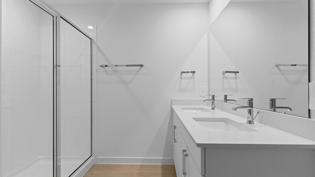 1823 Revolution Way, Missouri City, TX 77489 - full bath with a shower stall, double vanity, and wood finished floors