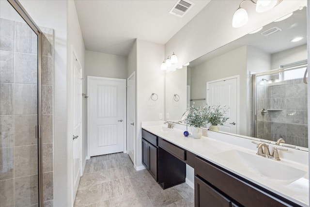 29303 Kellys Falls Ct, Katy, TX 77494 - bathroom featuring double vanity and a stall shower