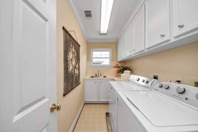 3820 Purdue St, Houston, TX 77005 - laundry room with cabinet space, washer and clothes dryer, crown molding, and baseboards