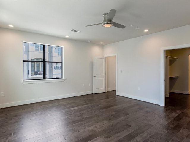 2301 Arabelle St, Houston, TX 77007 - spare room with dark wood-style floors, a ceiling fan, baseboards, and recessed lighting