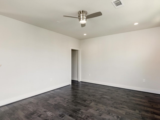 2301 Arabelle St, Houston, TX 77007 - spare room with ceiling fan, baseboards, dark wood-style floors, and recessed lighting