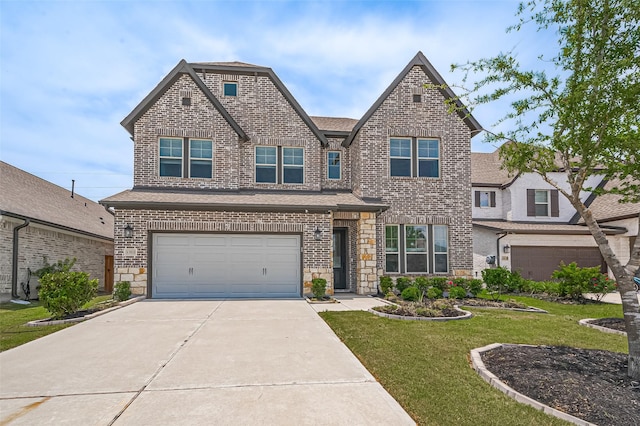 13811 Via Toluca Trl, Cypress, TX 77433 - view of front of house with a garage, concrete driveway, a front lawn, brick siding, and roof with shingles