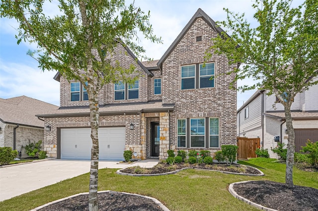 13811 Via Toluca Trl, Cypress, TX 77433 - view of front facade with driveway, brick siding, an attached garage, and a shingled roof
