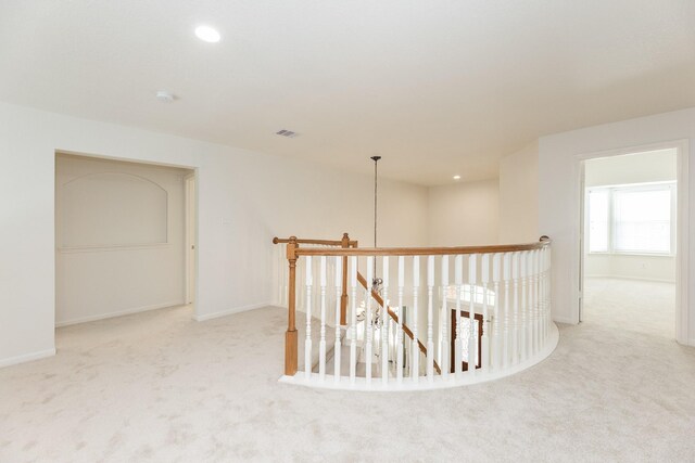 5923 Union Spgs, Sugar Land, TX 77479 - corridor with carpet flooring, an upstairs landing, baseboards, and recessed lighting