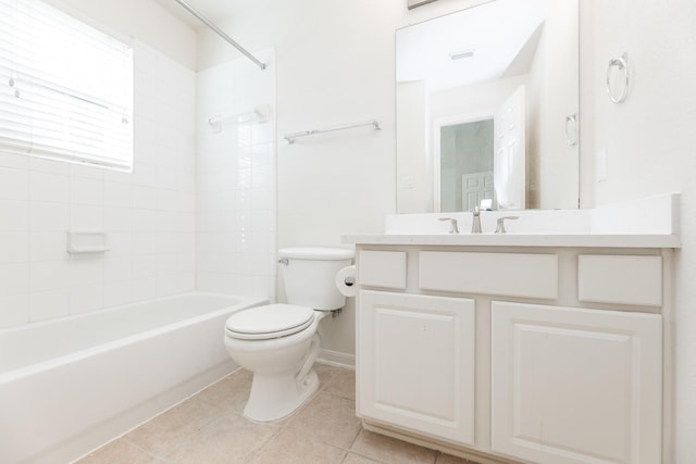 5923 Union Spgs, Sugar Land, TX 77479 - bathroom with toilet, vanity, tile patterned flooring, bathing tub / shower combination, and baseboards