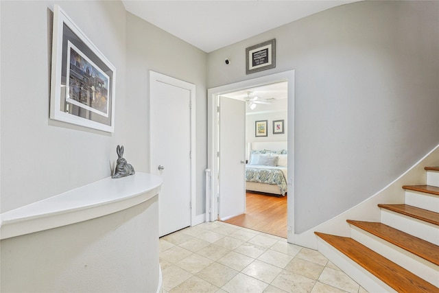 2505 Brinkman St, Houston, TX 77008 - hall with stairs and light tile patterned floors