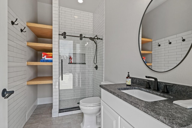 5318 Abington Creek Ln, Sugar Land, TX 77479 - full bath with vanity, a stall shower, toilet, and recessed lighting