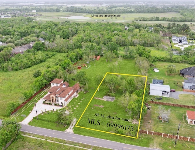 8917 Hawk Rd, Pearland, TX 77584 - aerial overview of property's location with property parcel outlined